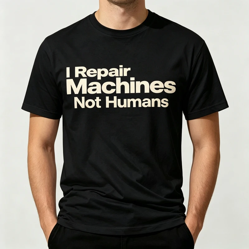 2026 new patterned printed short-sleeved tee SKYNET I Repair Machines Not Humans Terminator Funny Robot Graphic Cotton