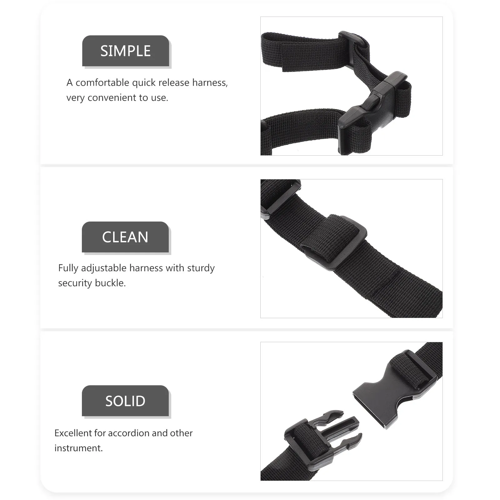 

2pcs Accordion Fastening Sturdy Backpack Chest Belt Replaceable Instrument Back Support Strap With Buckle Durable Adjustable