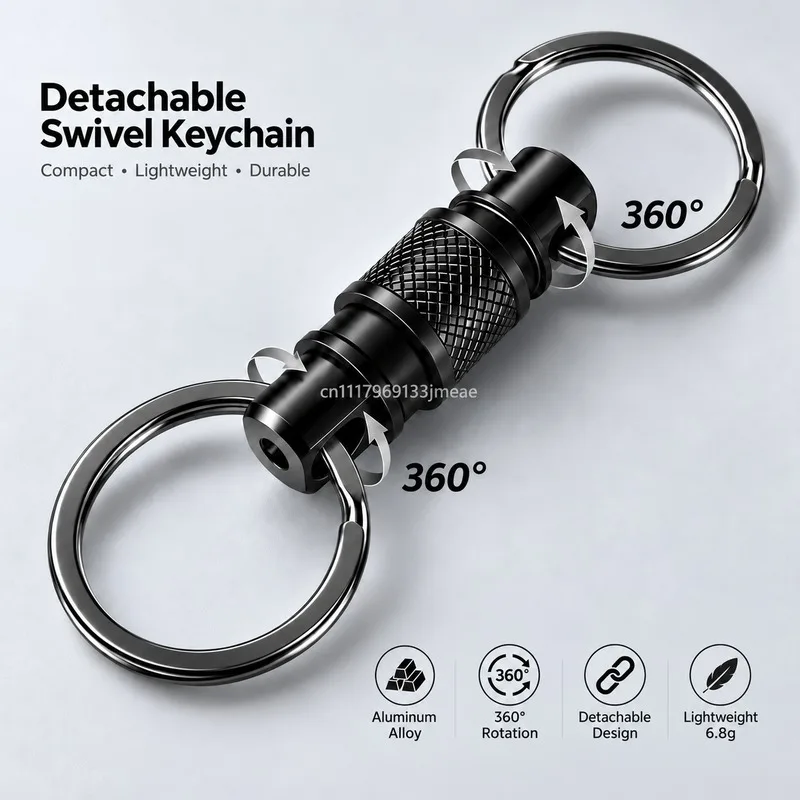 Aluminum alloy double headed quick release keychain, 360 ° rotating detachable keychain, compact heavy-duty rotating buckle EDC