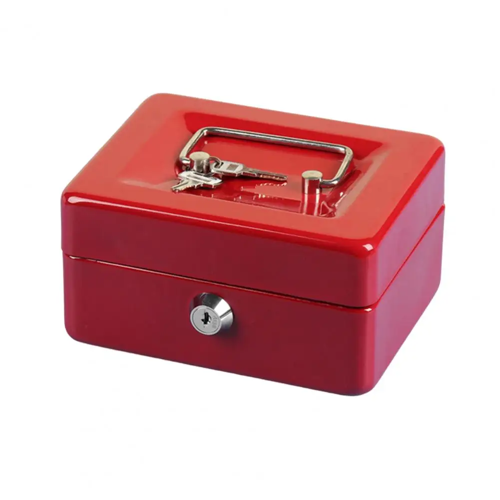 Practical Home Shop Metal Safe Money Box Folding Safe Money Box Home Coin Bank Key Lock Type Safe Box for Home