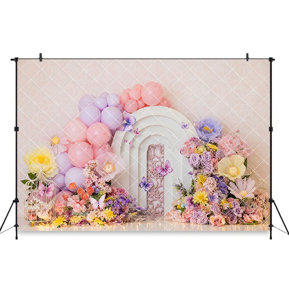 Garden of Dreams Backdrop for Photography Princess Girl Cake Smash Backgrounds Butterfly Flowers Decor Photo Banner Studio Props
