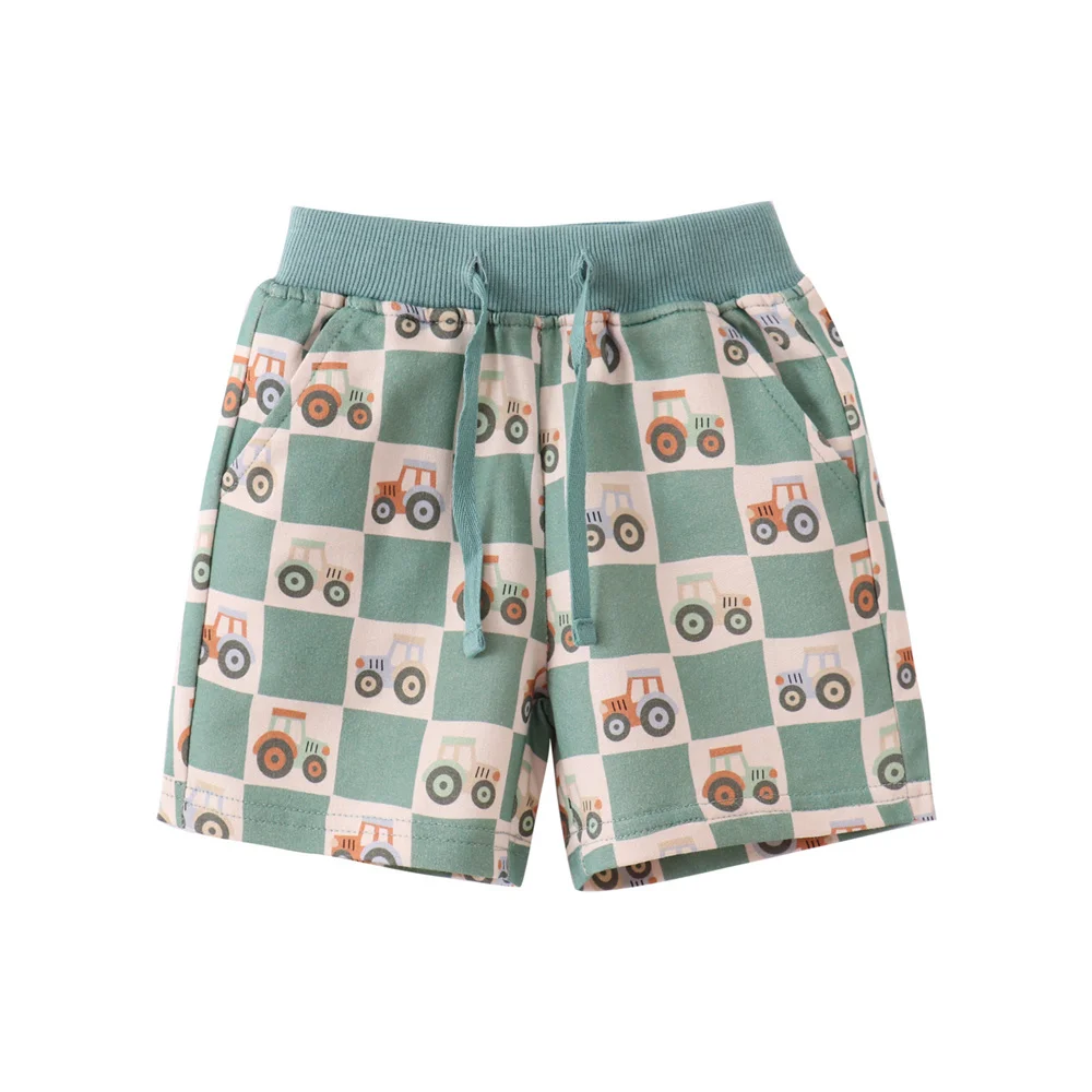 

Jumping Meters Boys' Shorts 2-7T Toddler Kids Drawstring Animal Print Car Design Hot Selling Children's Summer Pants