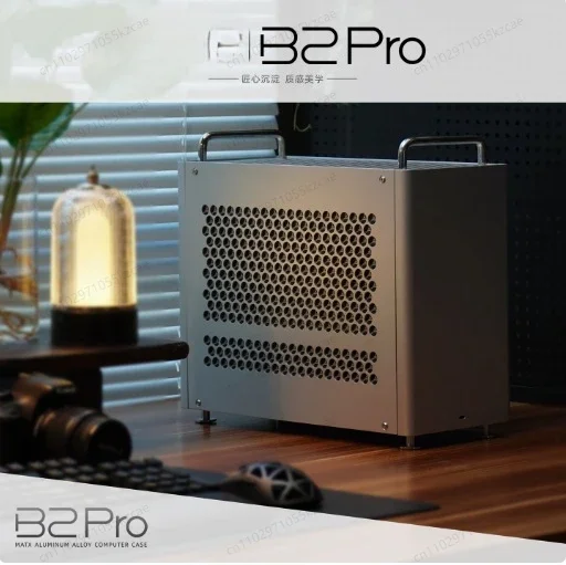 B2Pro All-Aluminum MATX Case, Compact Chassis with Matte Finish and Handle, Supports ATX/SFX PSU & 240mm Radiator