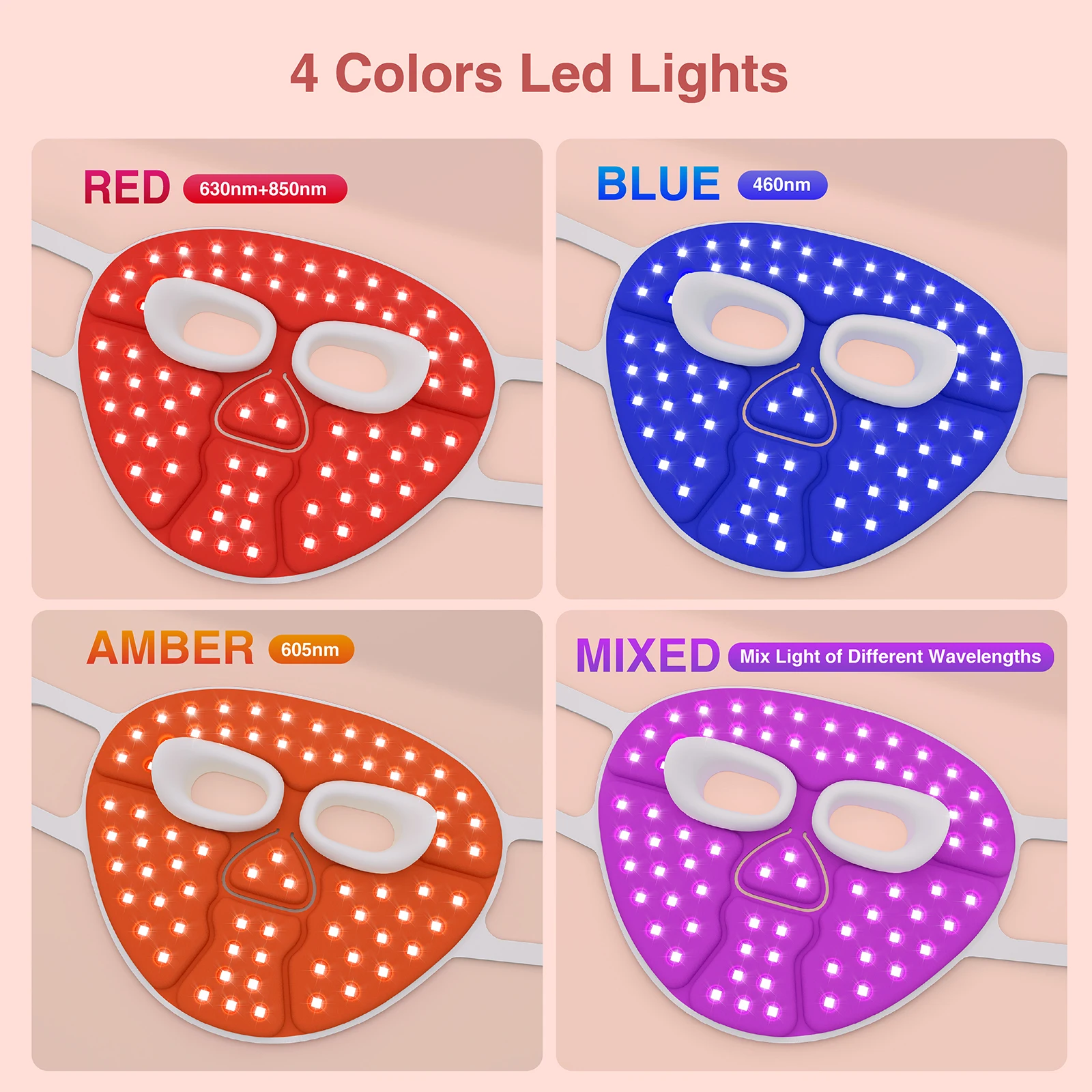 Red Light Therapy Photon Mask Hello Face M500S LED 630nm 850nm Near-Infrared Light Therapy Facial Mask Professional Beauty Care
