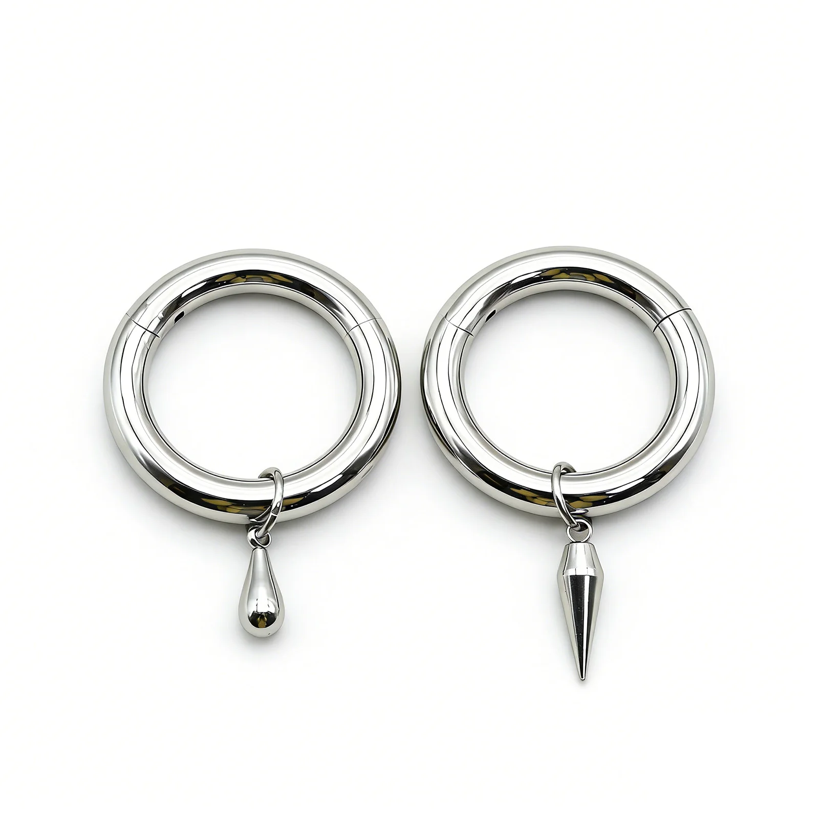 1 Stück Wassertropfen-Spike-Charm-Klicker-Ring aus 316L Edelstahl, Nasenring, Septum-Piercing, Ohr-Expander, Ohrläppchen-Schmuck – Detail 1