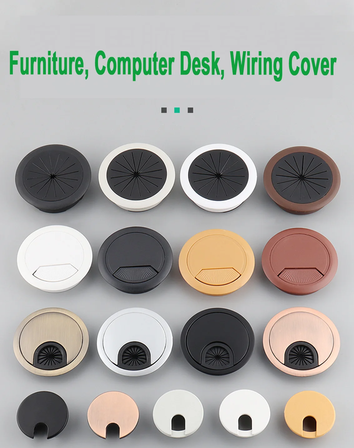 1Pcs 35mm 50mm 53mm 60mm 80mmPlastic Wire Hole Cover Outlet Port Table Computer Dual USB PC Desk Round Cable Grommet Line Holder