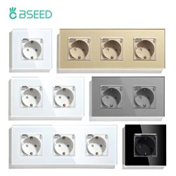 BSEED EU Sockets Power Outlets Outdoor Sockets Electiric Socket With Plastic Cover Waterproof For Bathroom Glass Frame 16A