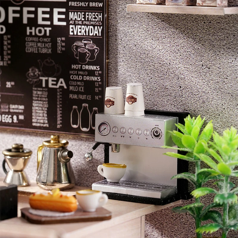 مقهى بيت الدمية مجموعات صغيرة لتقوم بها بنفسك صنع غرفة تجميع اللعب ديكورات غرفة النوم الأثاث دمى لعب للأطفال الهدايا #4