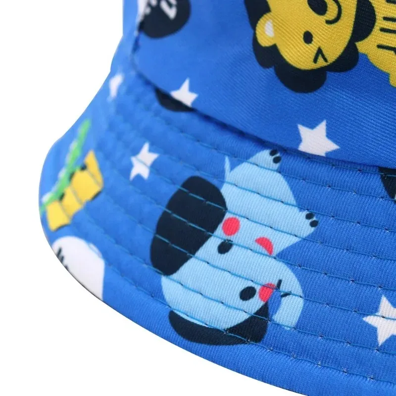 Double Sided Baby Bucket Hat Cute Unicorn Embroidered Cartoon Animals Children Boys Girls Fisherman Caps Outdoor Kid Sun Hat