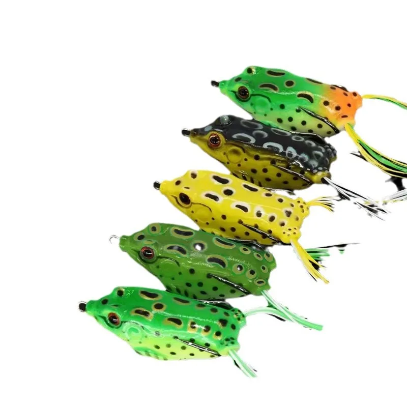 5Pcs Fishing Soft Toad Frogs Bass Fishing Lure Baits Hollow Body Water Frogs Fishing Tool Color Random