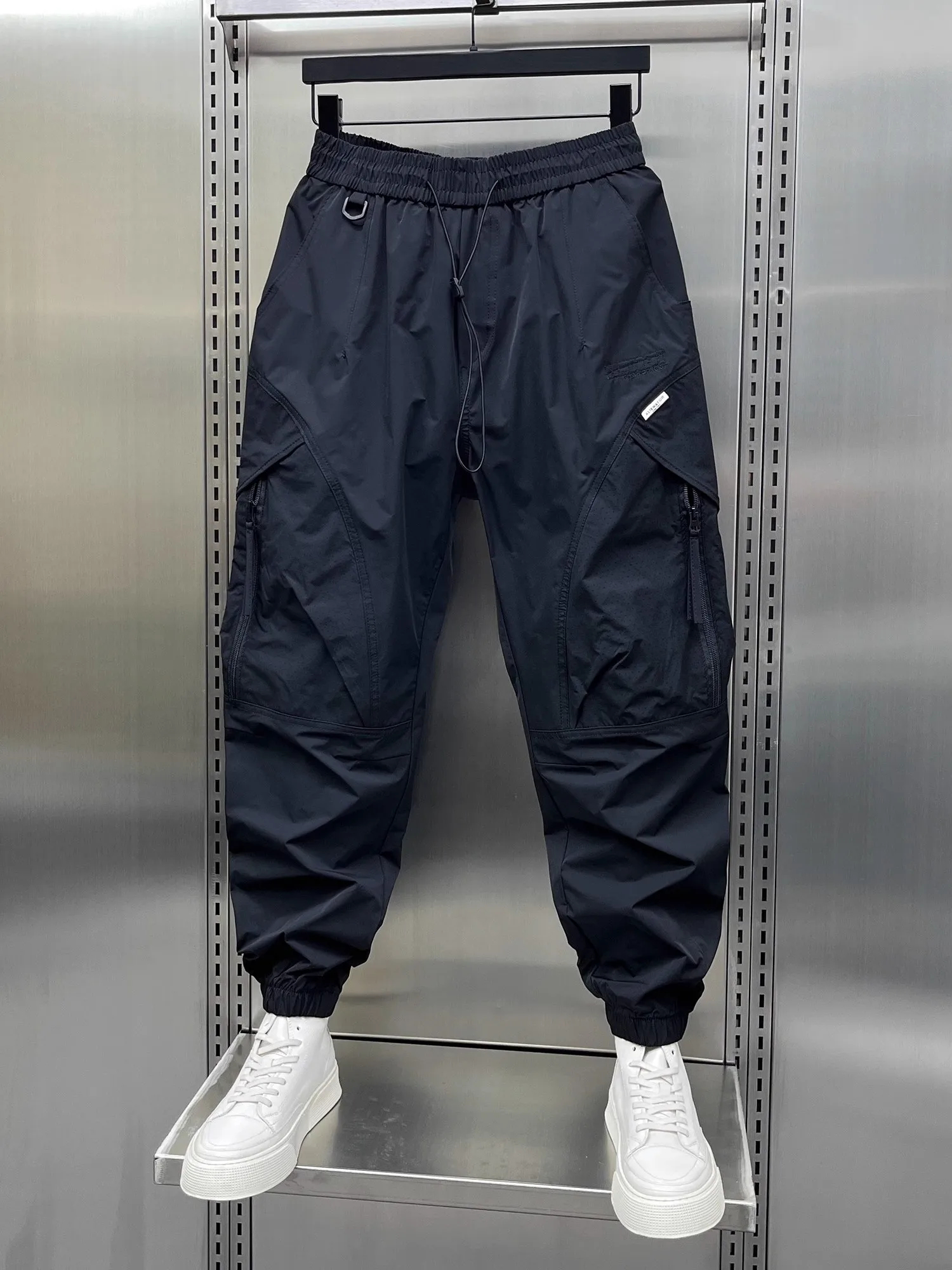 

Trendy Outdoor Workwear Pants Men's Thin Qui Dry Harem Casual Pants Slimming Bla Youth Leisure Pants Loose Fit Long Trousers