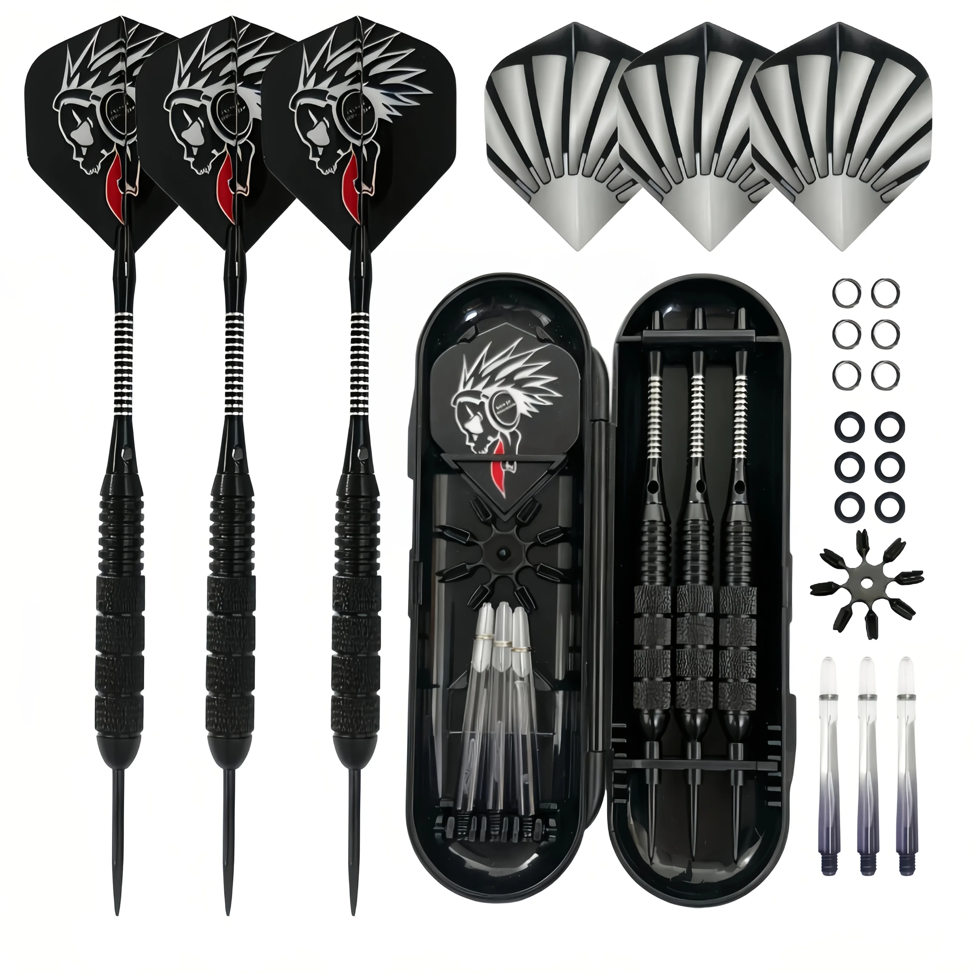 24g Professional Hard Dart Set, anti Slip Textured Iron Dart Barrel, Also Equipped with Replaceable Plastic Gradient Dart Shaft.