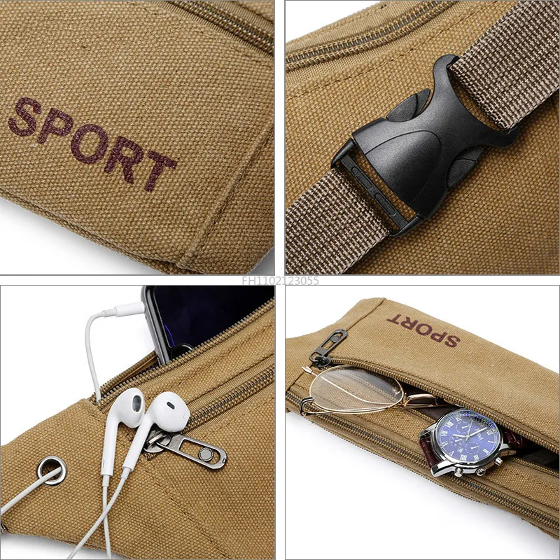 Fanny Pack Running Bags Waist Belt Bag New Canvas Purse Travel Camping Hiking Pocket Belly Pouch For Phone Coins Women Men