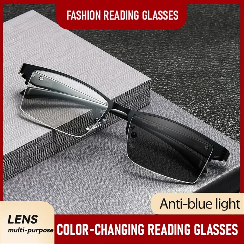 

1 Pair of Men's and Women's Light-Sensitive Color-Changing Blue-Light Reading Glasses, for Mobile Phones and Computers