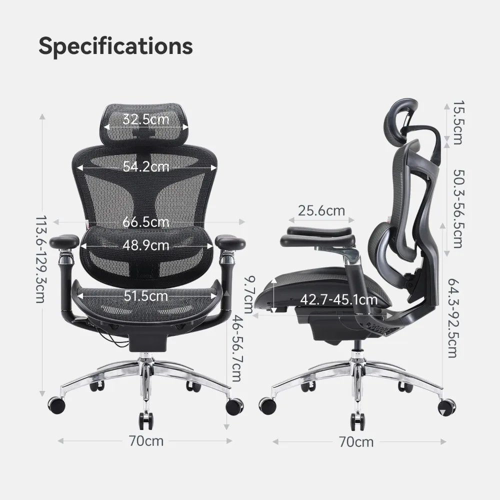 Ergonomic Office Chair with Ultra-Soft 6D Armrests, Dynamic Lumbar Support, Seat Depth Adjustment and Adjustable Backrest