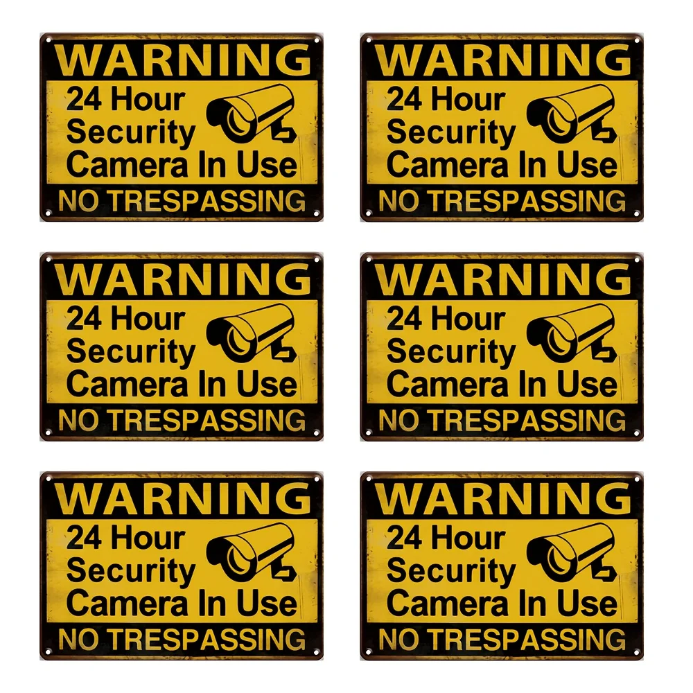 6pcs Vintage Metal Signs Plaque Wall Art Posters for Garage for Man Cave Pub Retro Wall Decor Plate Painting 8X12 Inch-Warning 2