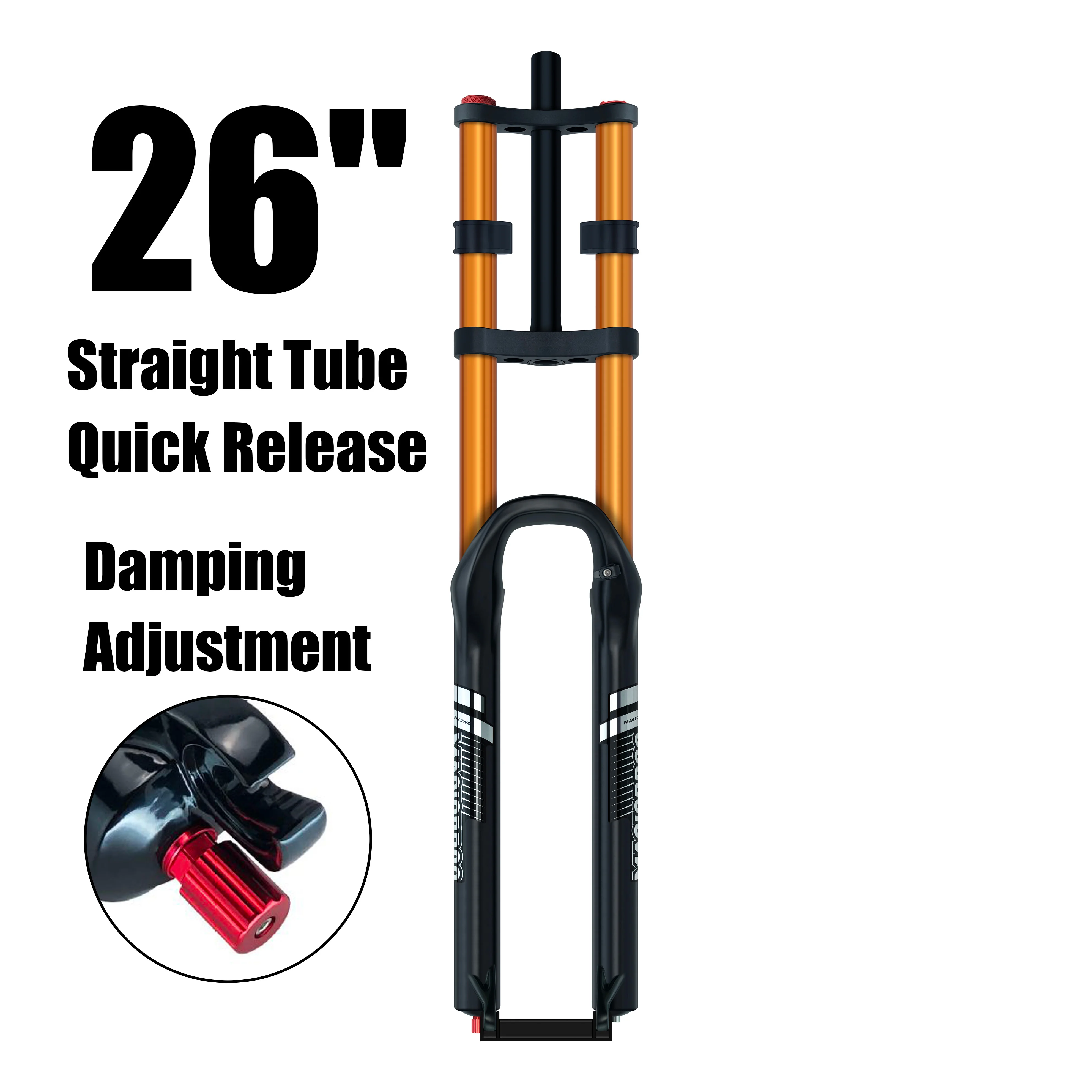 MAGICBROS Dubbele Schouder Luchtvering Vork Schijfrem 180MM Veerweg 15*100 / 110MM Elektrische E-Bike Mountainbike Lucht Vork