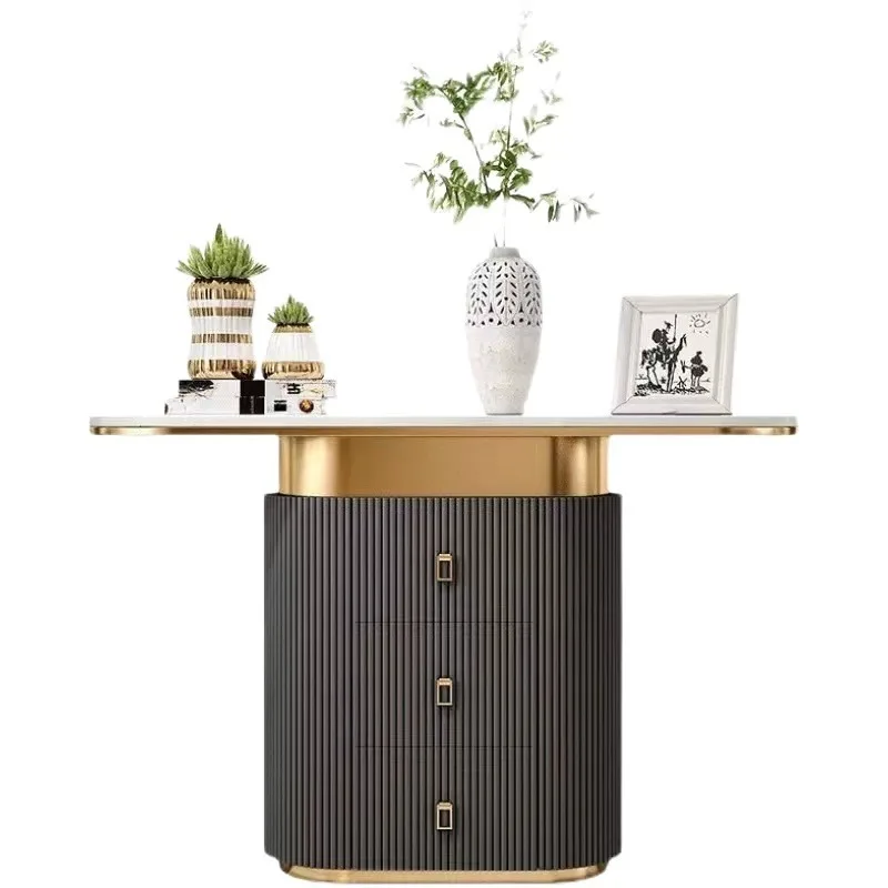 the house against the wall, Xuanguantai modern simple living room locker corridor rock slab decorative cabinet