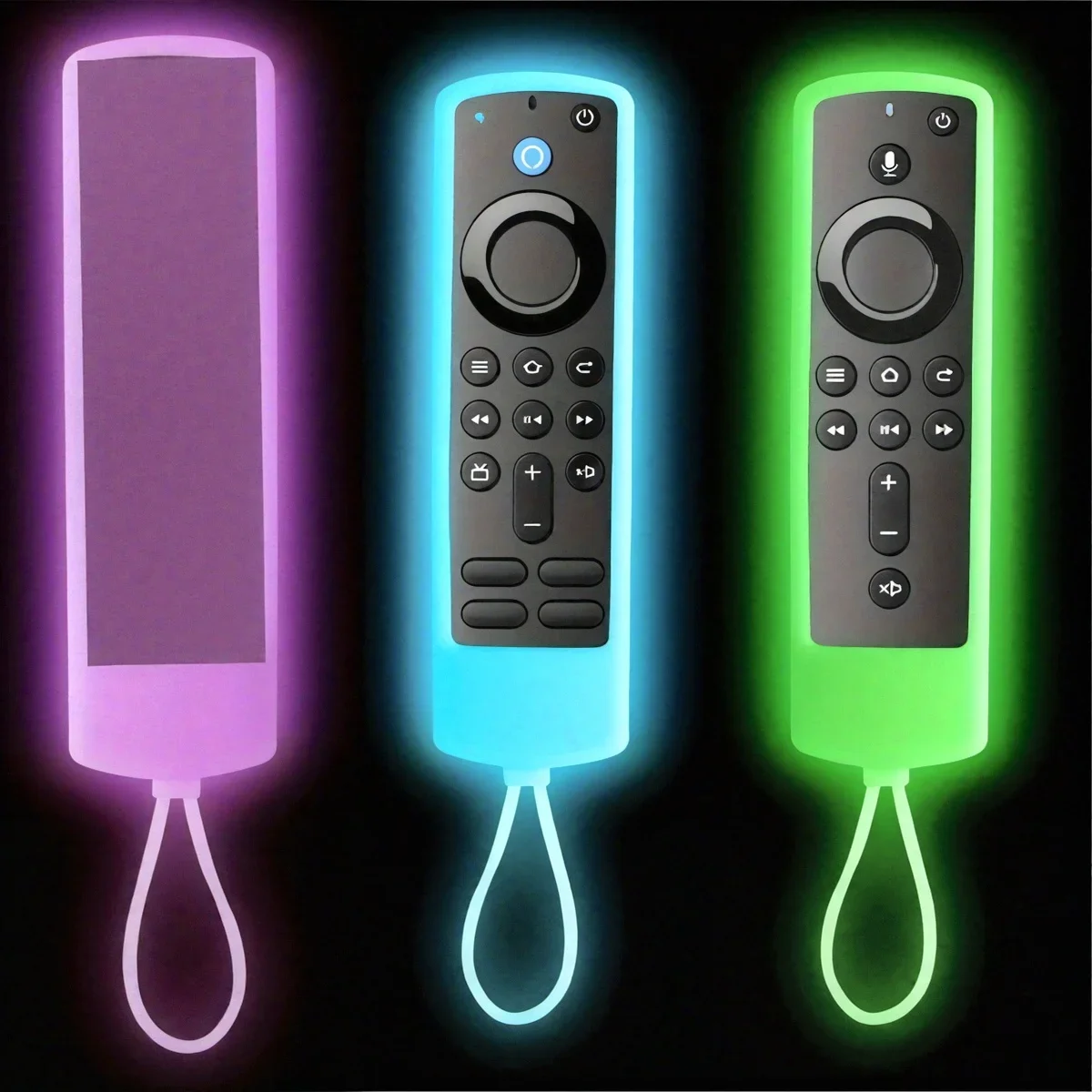 

5.59in Glow Silicone Case for Fire TV Stick 4K Alexa Voice Remote, Protective Cover with Lanyard for Gaming