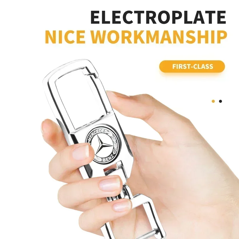 جديد W201 W220 2025 المعادن/الجلود سيارة التصميم المفاتيح مفتاح سلسلة حلقات اكسسوارات لمرسيدس بنز AMG A B C E S الفئة GLC GLK