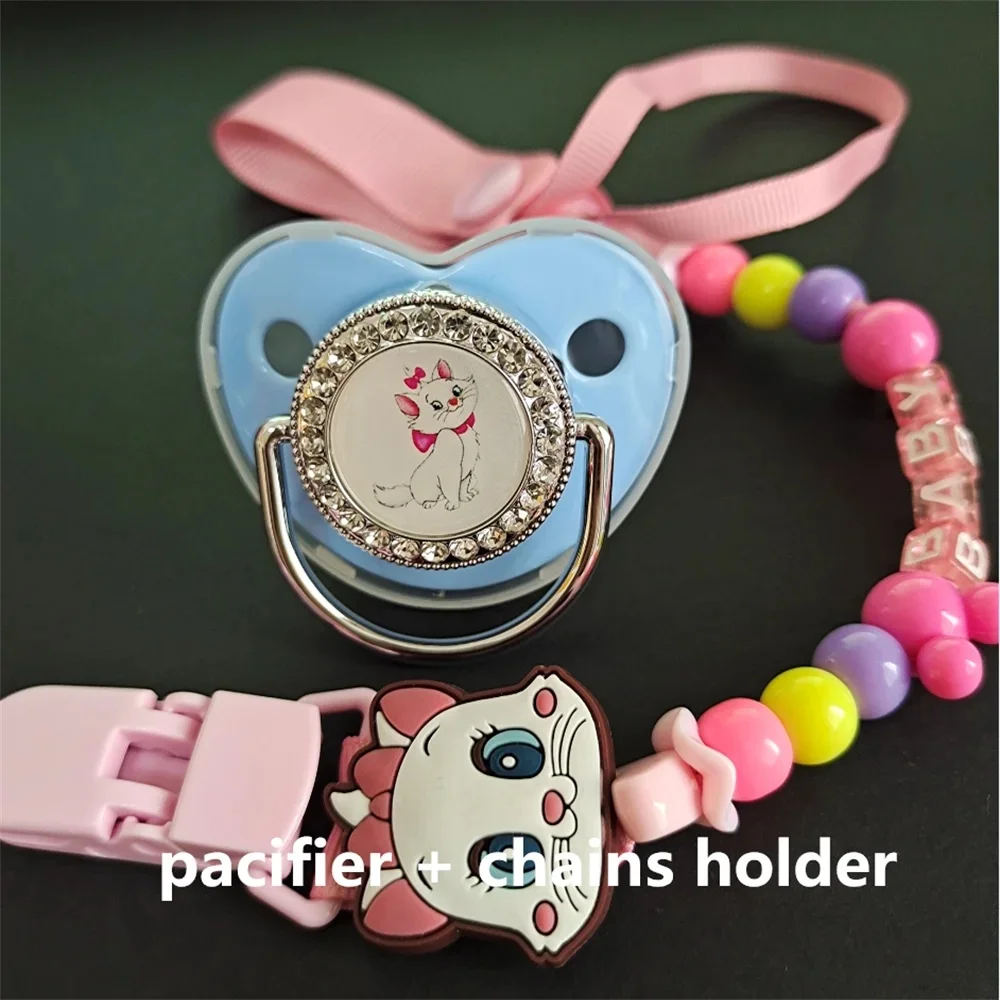 2024 Mary Cat Orthodontic Nipple Kids Girl Kids bejeweled beautiful baby pacifier with personalized clip chupete0-24 months