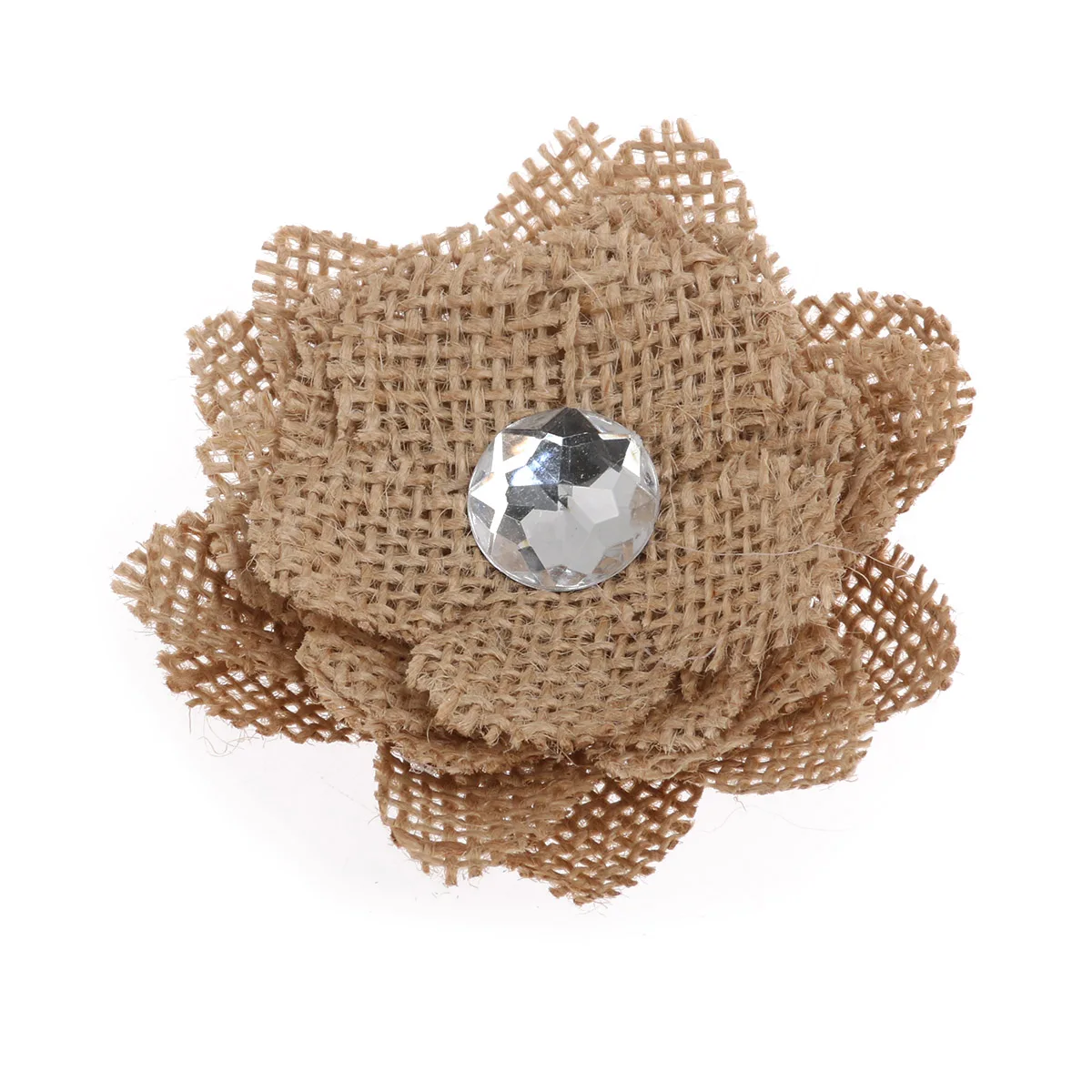 

5pcs Burlap Flowers Crystal Decor 7cm Diameter Brown Color Wedding Christmas Party Decoration Artificial Flower