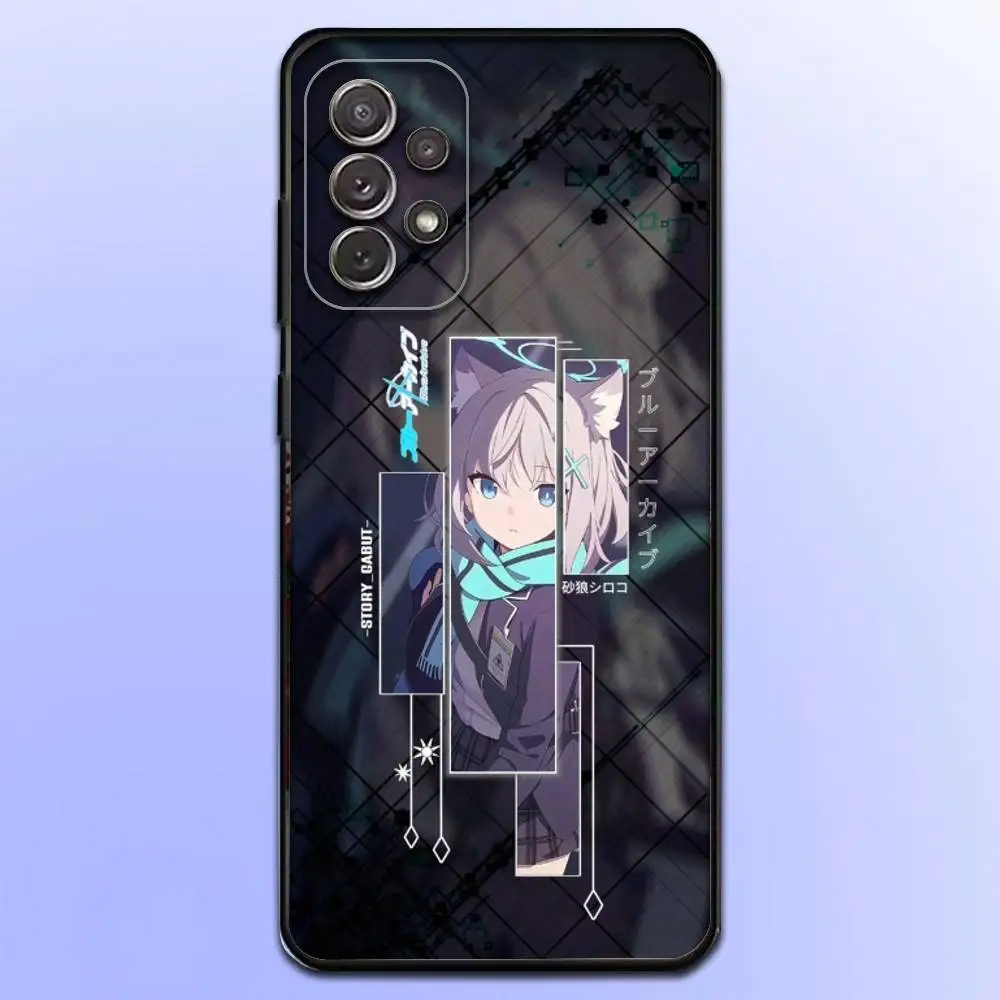 Blue Shiroko A-Archive  Phone Case  For Samsung S25,S24,S21,S22,S23,S30,Ultra,S20,Plus,Fe,Lite,Note,10,9,5G Black Cover