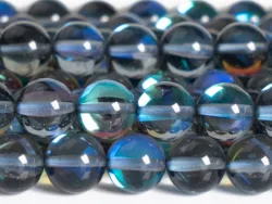 Black Mystic Aura Quartz Beads Round Loose Beads Round Size Options 6/8/10/12mm for Jewelry Making
