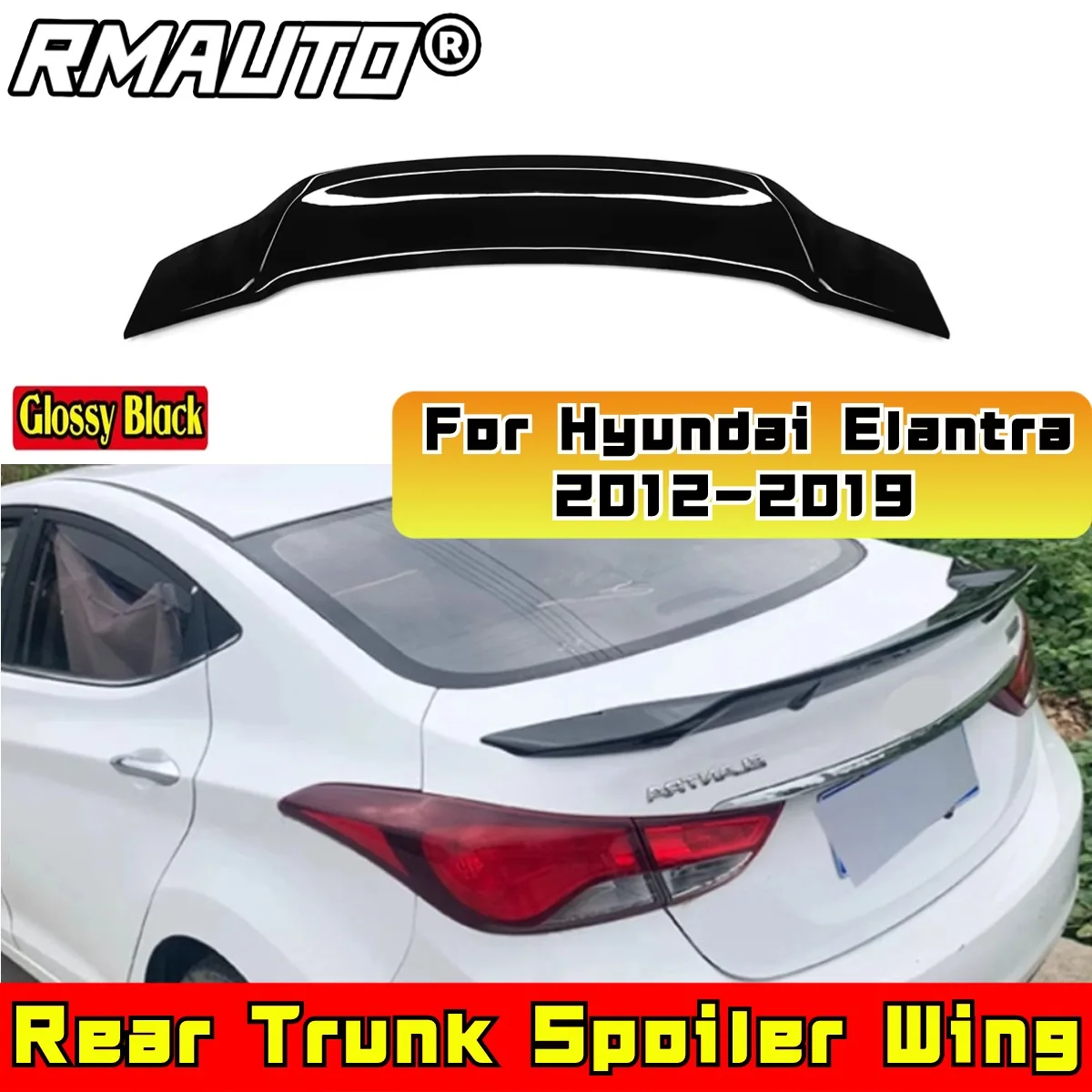 For Hyundai Elantra 2012-2019 Rear Trunk Spoiler Wing Rear Trunk Spoiler Car Rear Spoiler Body Kit Car Accessories