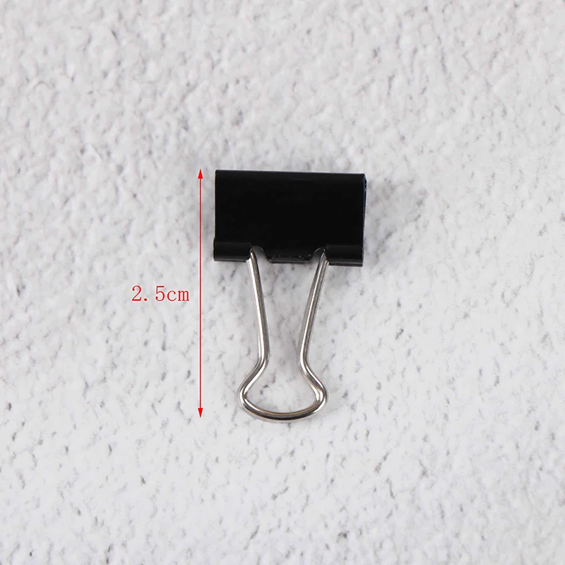 12 pezzi graffetta 15mm Clip per raccoglitore in metallo pieghevole morsetti con impugnatura nera Clip per documenti in carta per cancelleria per ufficio