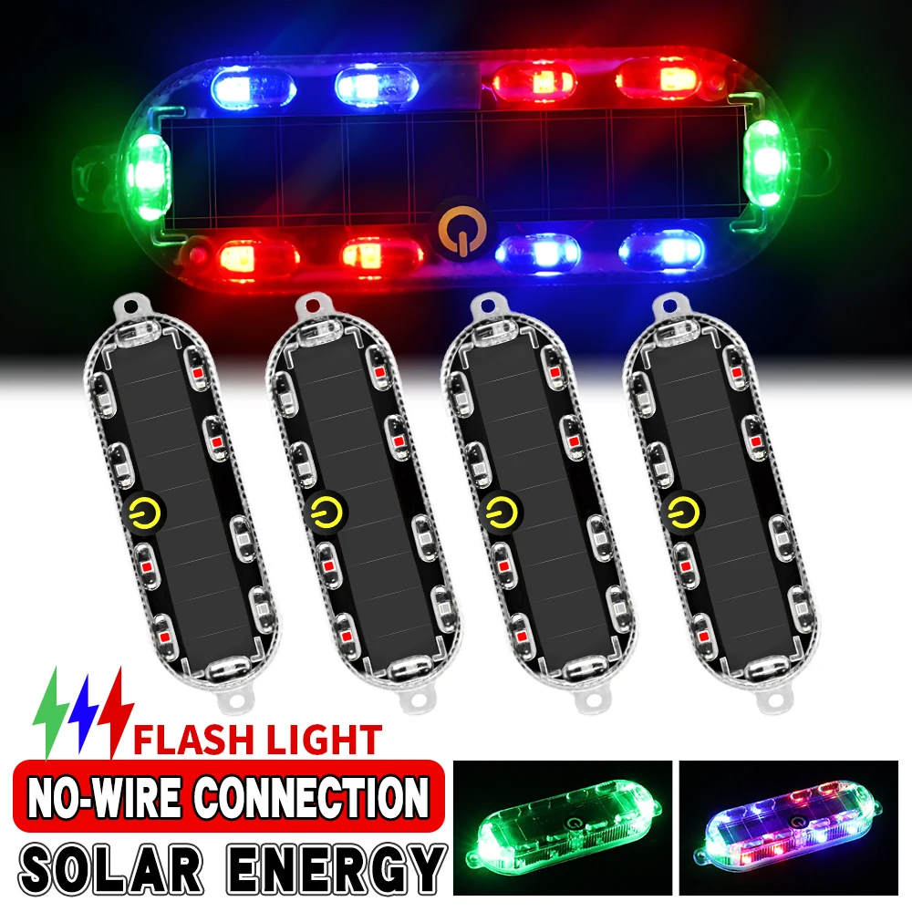 BraveWAY New Waterproof Solar LED Warning Light Solar Powered Intelligent Sensing Flashing Warning Light Bicycle Safety Light
