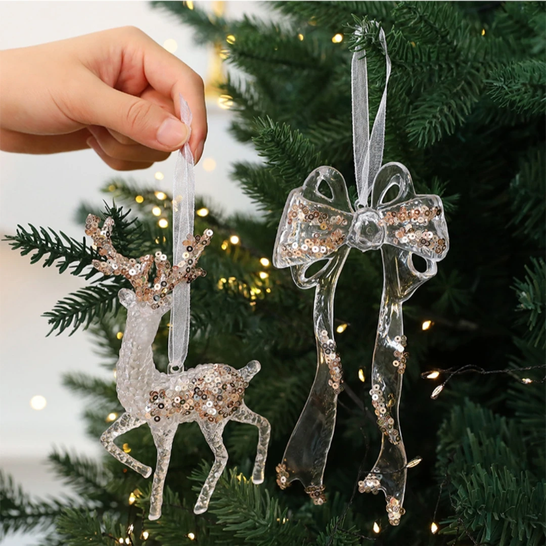 Transparent Acrylic Crystal Ornament Modern Christmas Decoration Pendant Christmas Hanging Ornament Versatile For Window Display