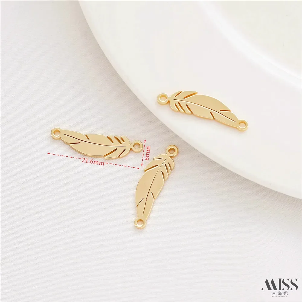 14K Gold-wrapped Glossy Love Leaf Anchor Double Pendant Flat Piece Pendant DIY Bracelet Necklace Earrings Accessories