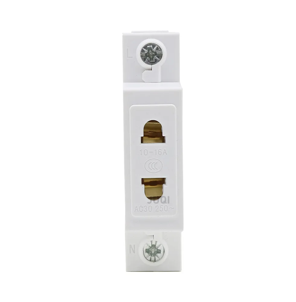 1P Single One 1 Pole 2 Pin DIN 35mm Rail Mount AC Power AC30 Modular Socket AC power 10-16A 250V Battery Receptacle