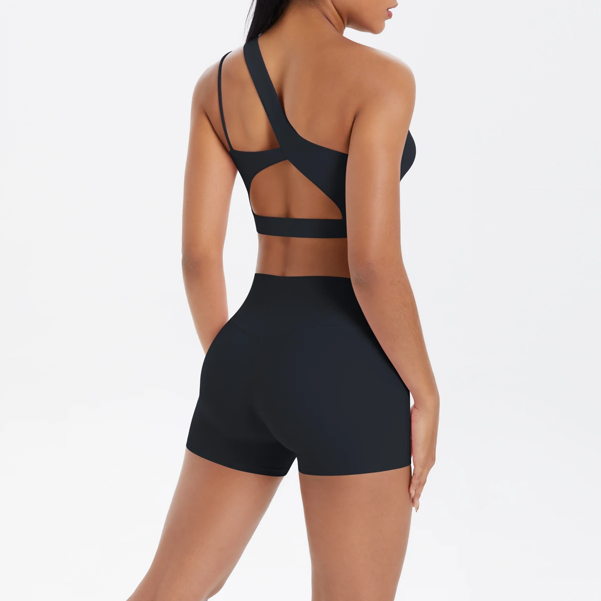 Yoga Anzug Sport Set Gym Sport Crop Tops Einfarbig Nylon Yoga Bh Laufen Radfahren Sport Gym Workout Yoga Shorts – Detail 12