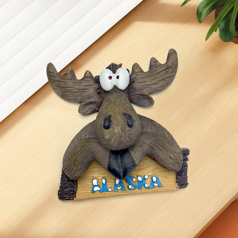 

Alaska Elk Head Magnetic Fridge Magnet Cultural Creative 3d Home Decor Collectible Gift