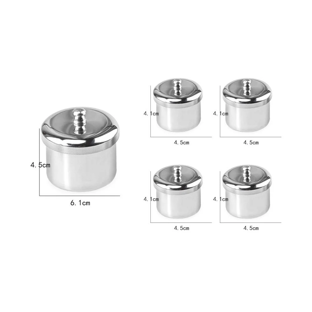 

5Pcs Nail Crystal Cup Premium Mini Metal Mixing Cups Portable Nail Manicure Liquid Powder Containers Salon Artist Tool Silver