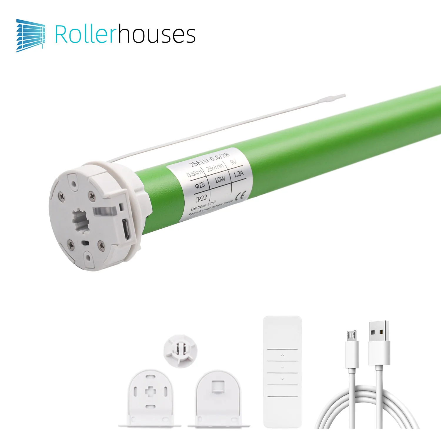 DM25LE Tubular Motor - Rechargeable Roller Shades Motor Wireless RF Controller for 38mm  Shade Tube (with 1-Channel Remote)