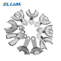 2Pcs Stainless Steel Dental Impression Trays Upper Lower Teeth Holder Denspay Autoclavable Denture Teeth Tray Dental Lab Tools