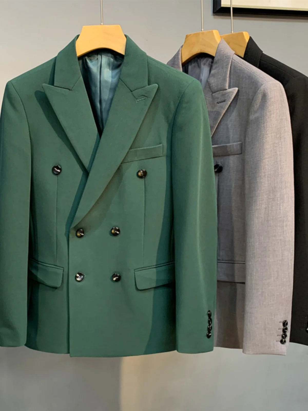 Slim Fit Double Breasted Men's Suit Jacket Casual Business Youth Trendy Single West Coat Autumn Fashion Korean Style