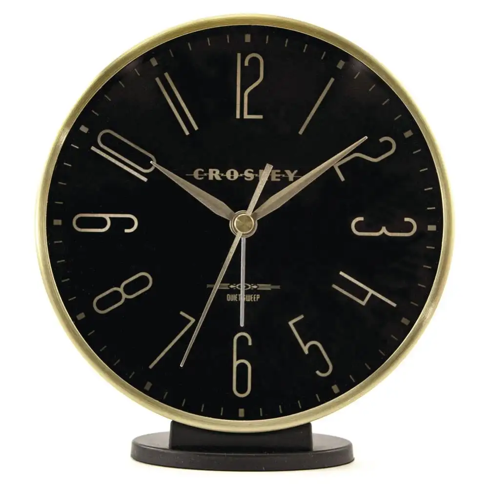 

Black and Gold Vintage Modern Sweep Analog Qa Table, Desk or Mantel Alarm Clock