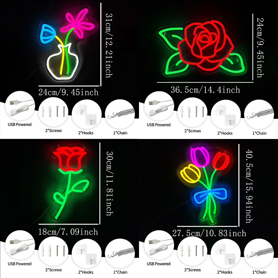 Rose Neon Sign For Wall Decor, - Neon Sign Party review and price