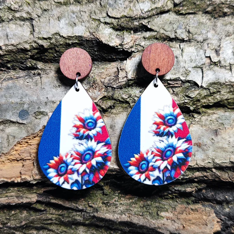 New French Sports Meeting Love Earrings French Flag Colorful Iconic Architecture Iron Tower Wooden Earrings Commemorative Gift