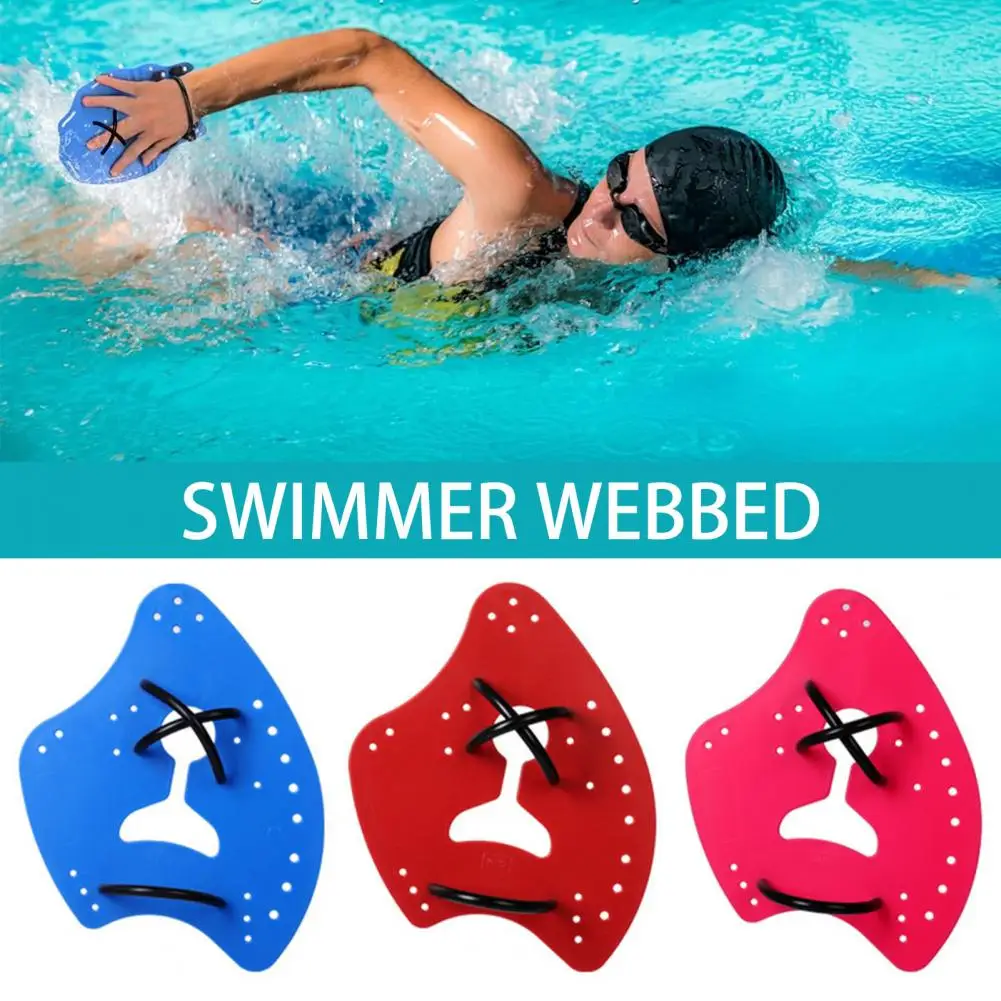 1 Pair Swimming Hand Paddle with Silicone Strap Holes Swimming Paddle Freestyle Swimming Fins Hand Paddles for Kids Adults