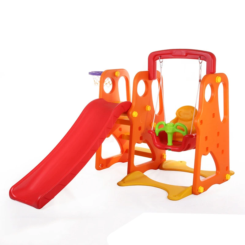 Kindergarten 3 in 1 Combination Children Indoor Plastic Slide and Swing Set Indoor Playground Equipment for Kids