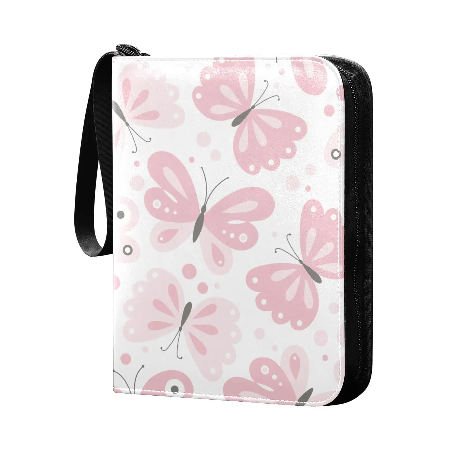 

Pink Butterflies Card Binder 4 Pocket Card Binder 400 Double Sided Pocket Album Sport Game Cards Unique Card Collection Storage