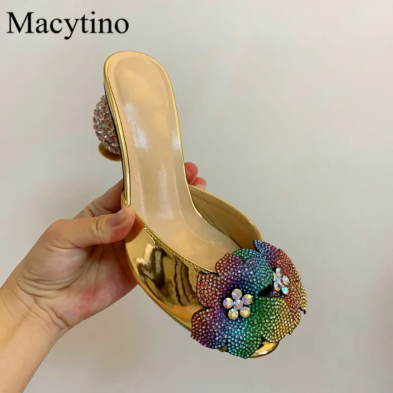 Multicolor Custom Ladies High Heel Slippers Round Head Ball Heel High Heel Slippers Fashion Party High Heel Slippers