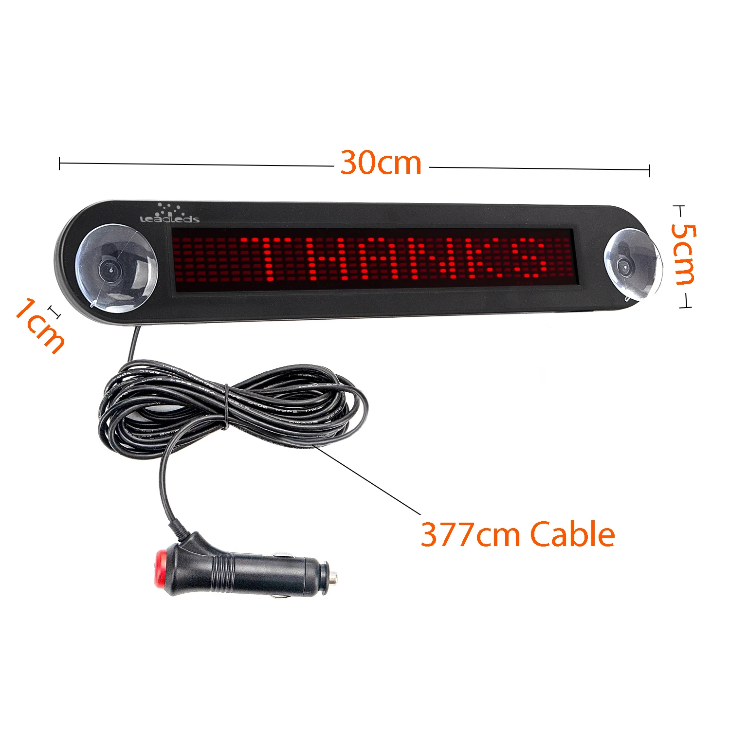 12V Car LED Sign Display with Power Switch Remote Control Programmable Scrolling Message Board for Car Led Display Red 30CM