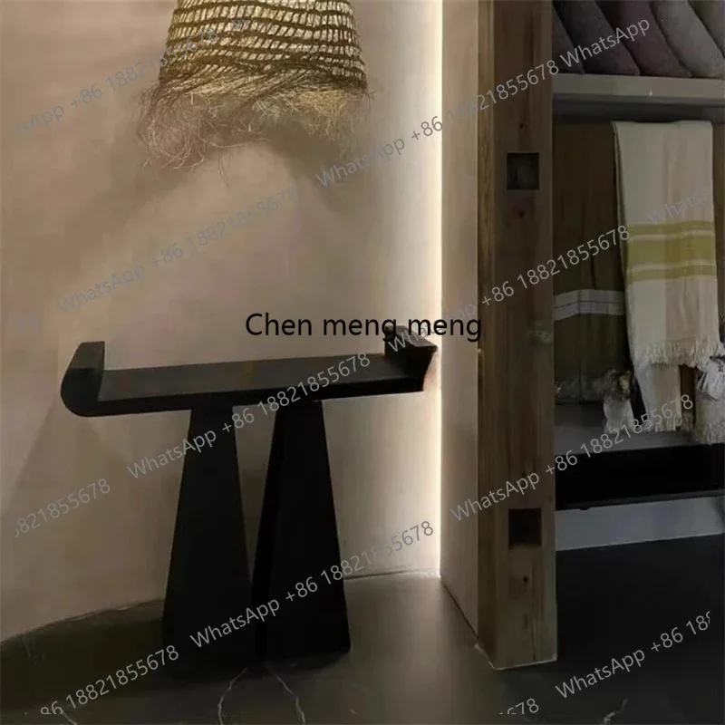 Middle Age Entrance Living Room Decoration Table Corridor for Typhoon Water Cabinet Black Solid Wood Cabinet