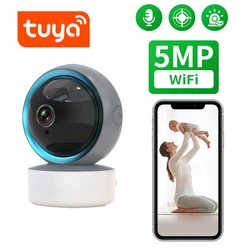 Tuya-Caméra de surveillance IP WiFi HD 3MP 5MP, dispositif de sécurité domestique intelligent, avec vision nocturne, suivi automatique, cloud